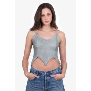 Pre-Loved Chanel™ 99P Grey Knitted Triangle Hem Top Size 40